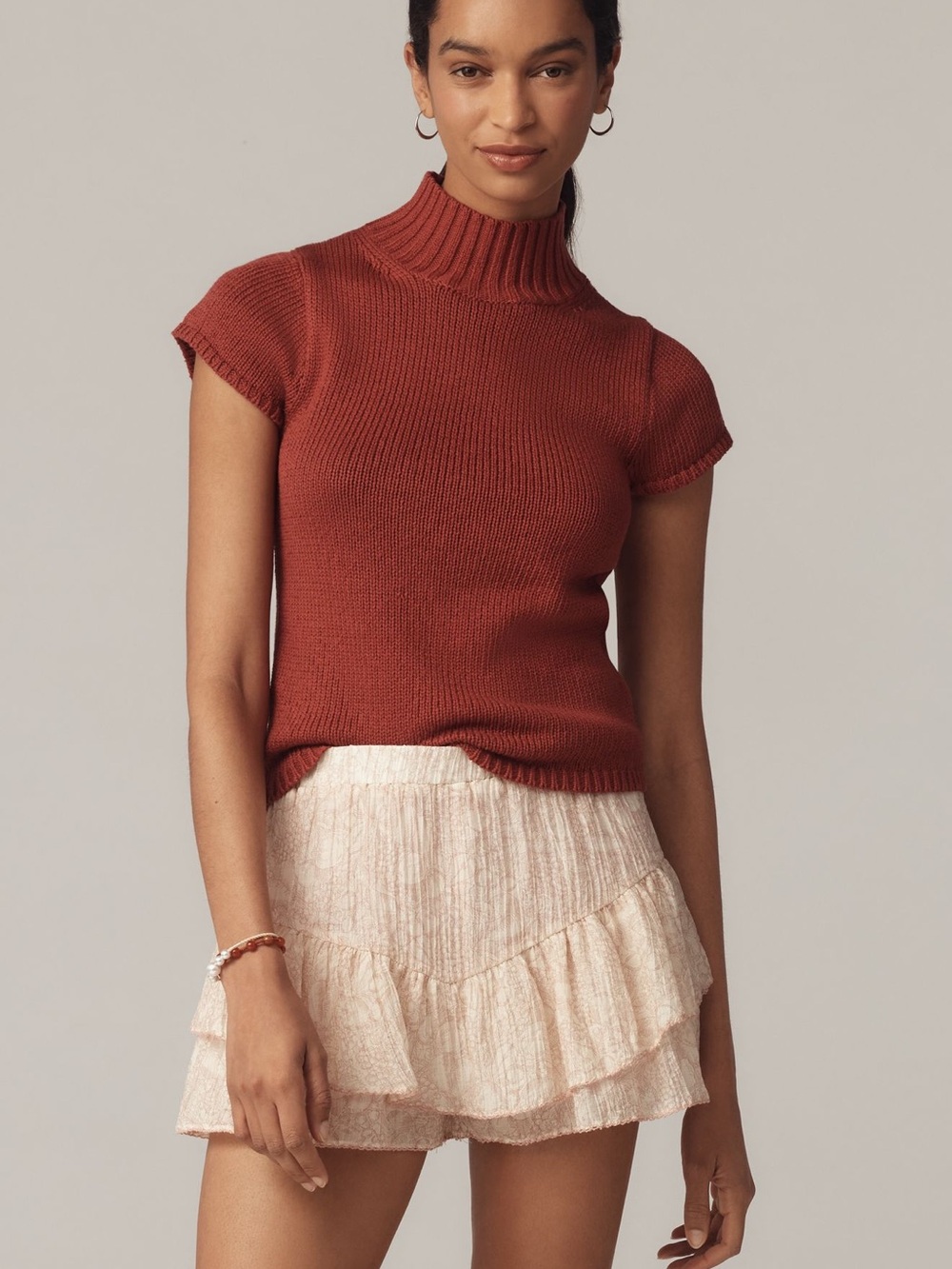 *Anthropologie Maeve Cotton Mock Neck Sweater Tee